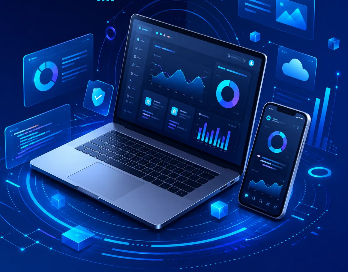 Tampilan sistem digital Semeton di laptop dan ponsel